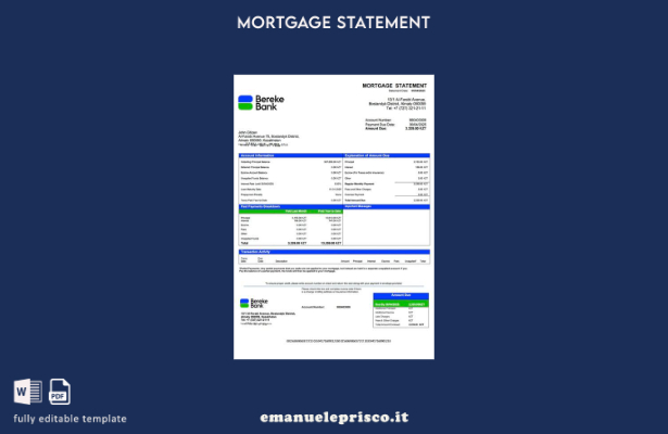 stile verificato Kazakistan Bereke Bank Kazakistan estratto conto mutuo Modello 
